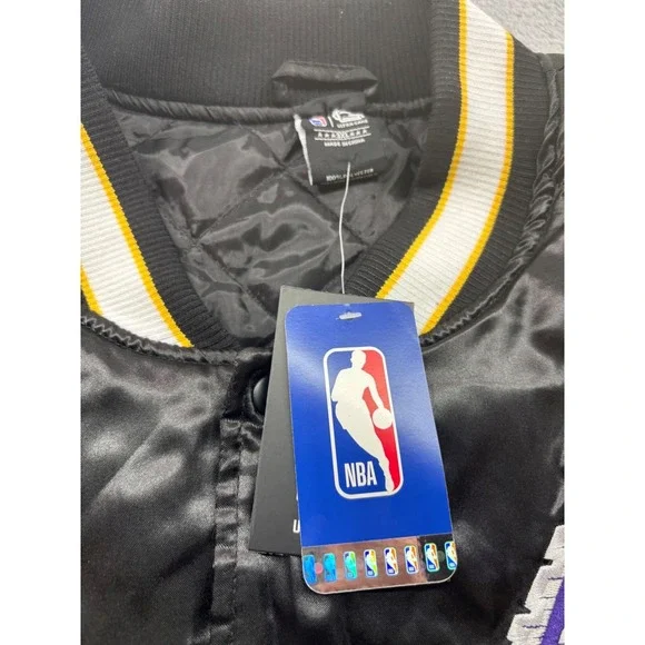 Los Angeles Lakers Satin Bomber Jacket NBA Men's Size 3XL Black Yellow